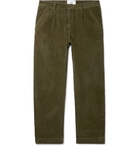 Folk - Signal Tapered Cropped Pleated Cotton-Corduroy Trousers - Green