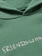 FRIENDS WITH ANIMALS - Logo-Embroidered Cotton-Jersey Hoodie - Green