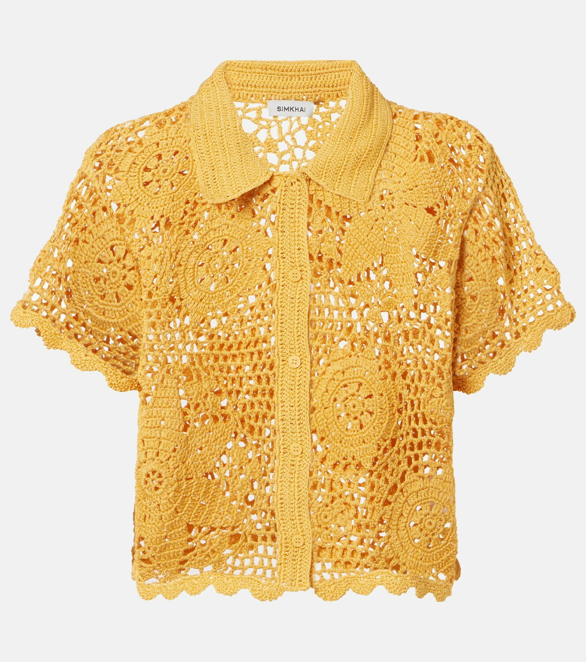 Simkhai Macks floral crochet cotton shirt