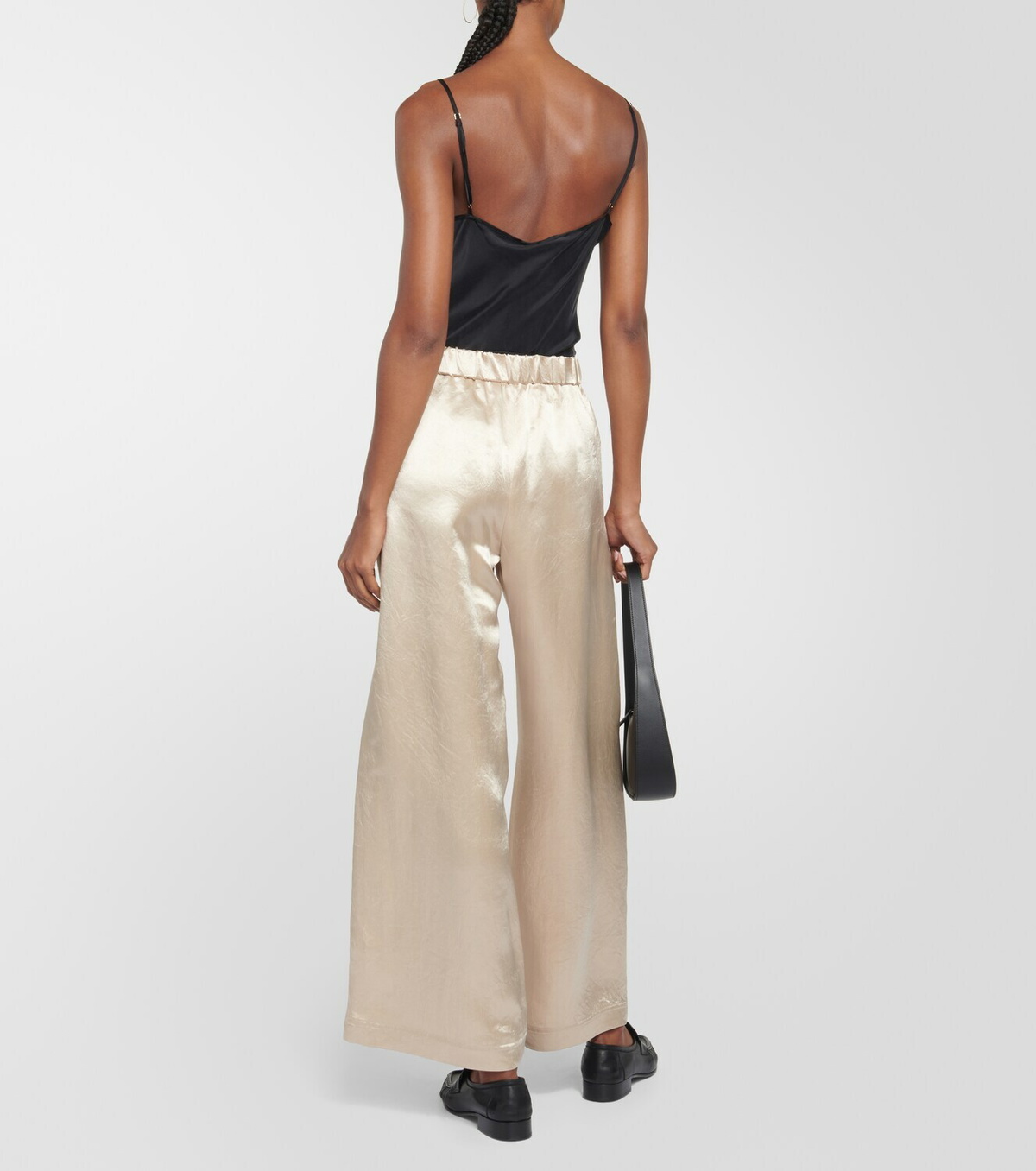 パンツ Max Mara Antiqued silk satin Fiesta wide-leg pant Elegante Fiesta silk wide-leg pants in yellow - Max Mara