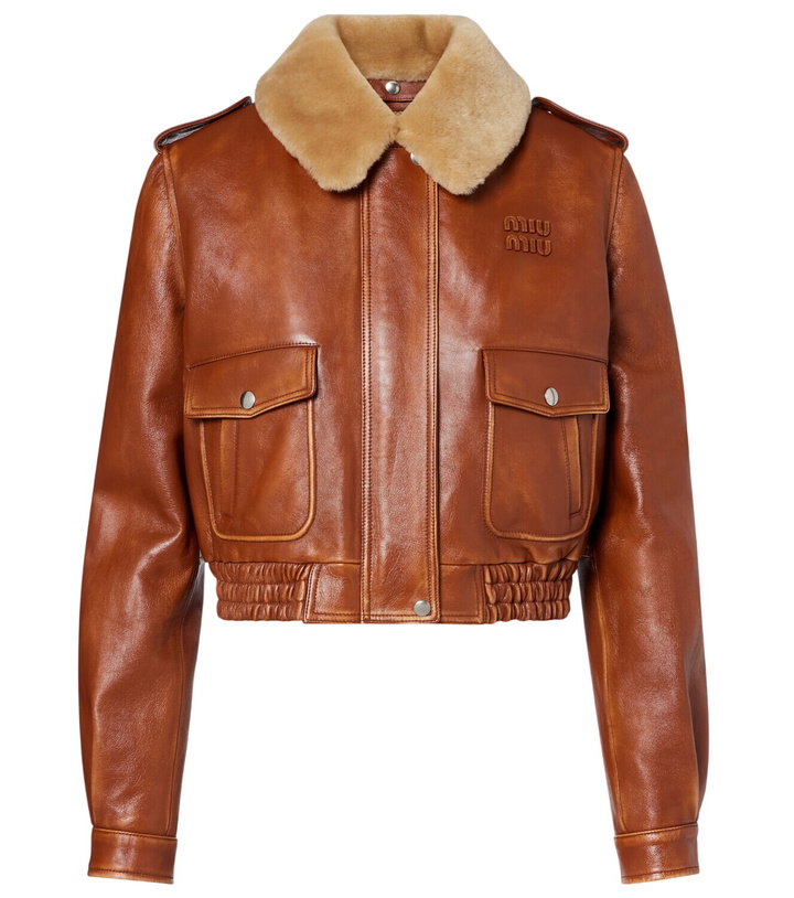 Photo: Miu Miu Shearling-trimmed leather jacket