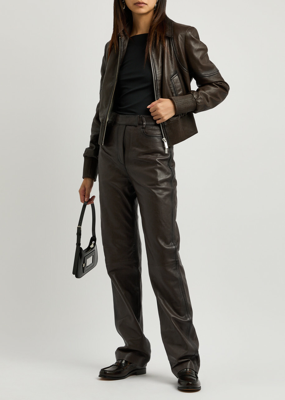 Remain BY Birger Christensen Straight-leg Leather Trousers Brown