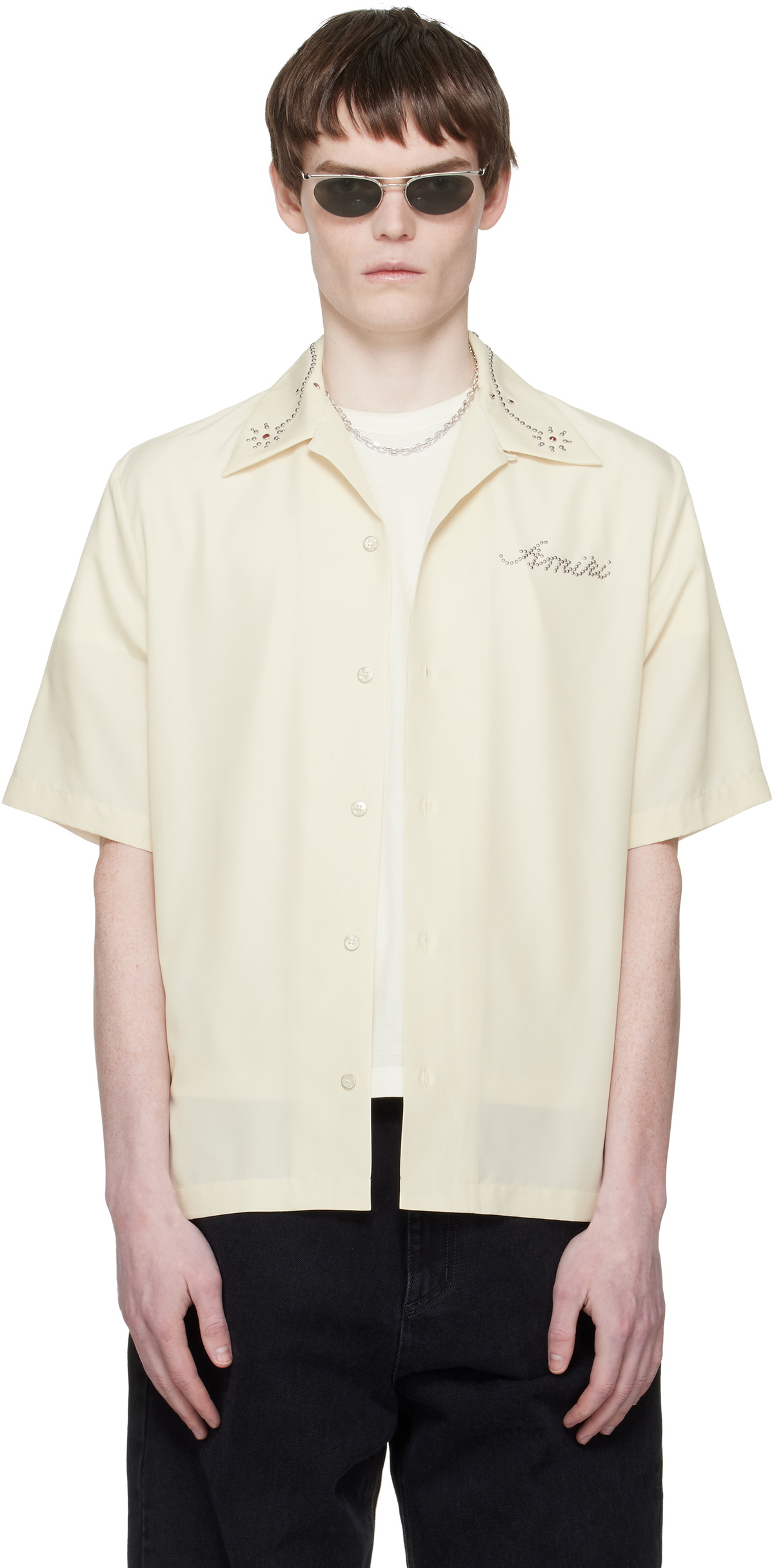 AMIRI Off-White 'Amiri' Stud Camp Shirt Amiri
