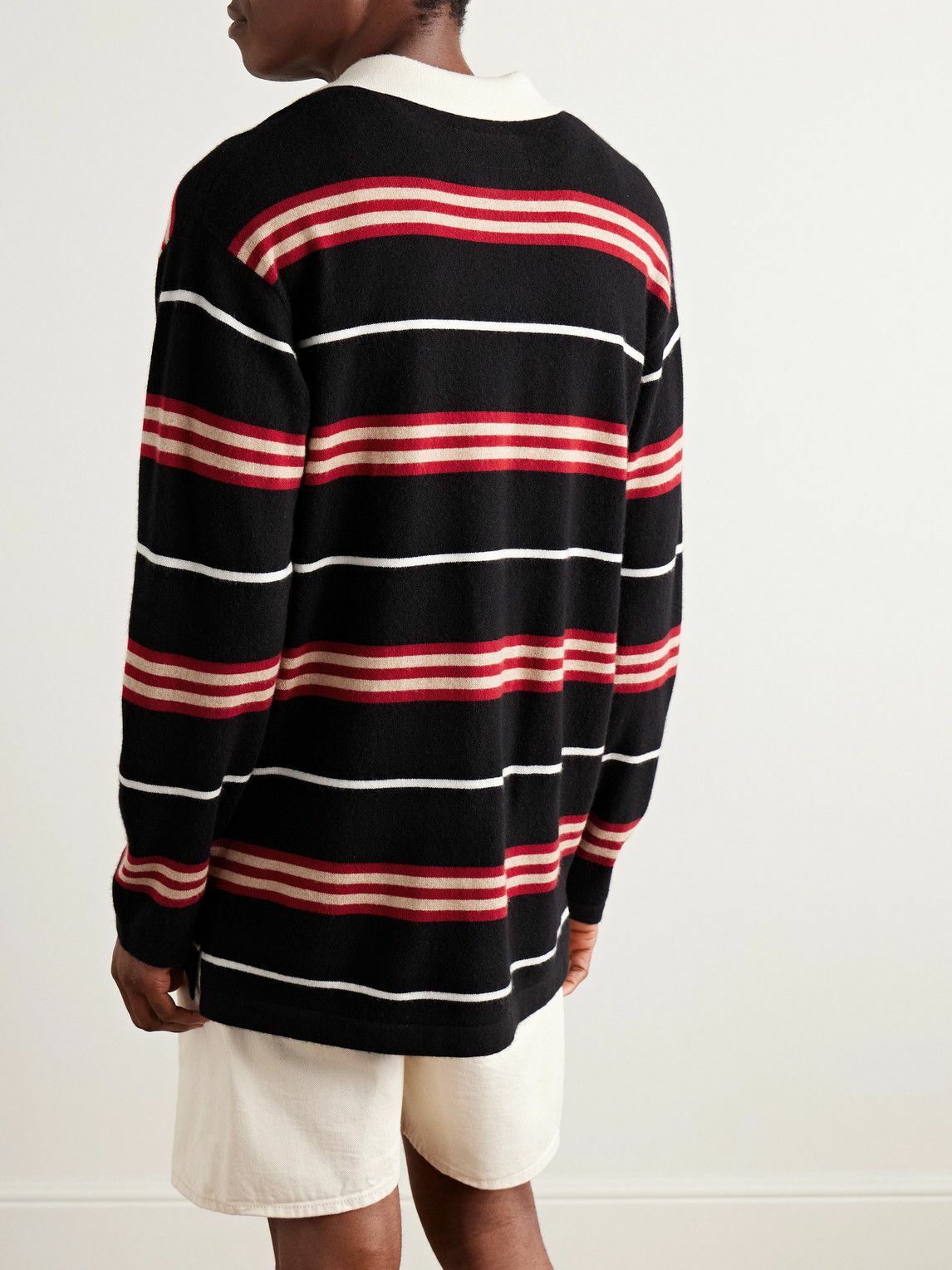 Guest In Residence - Rugby Striped Cashmere Polo Shirt - Black