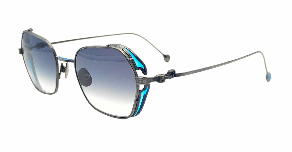 Matsuda M3153 - Antique Silver / Blue Grey Gradient Sunglasses