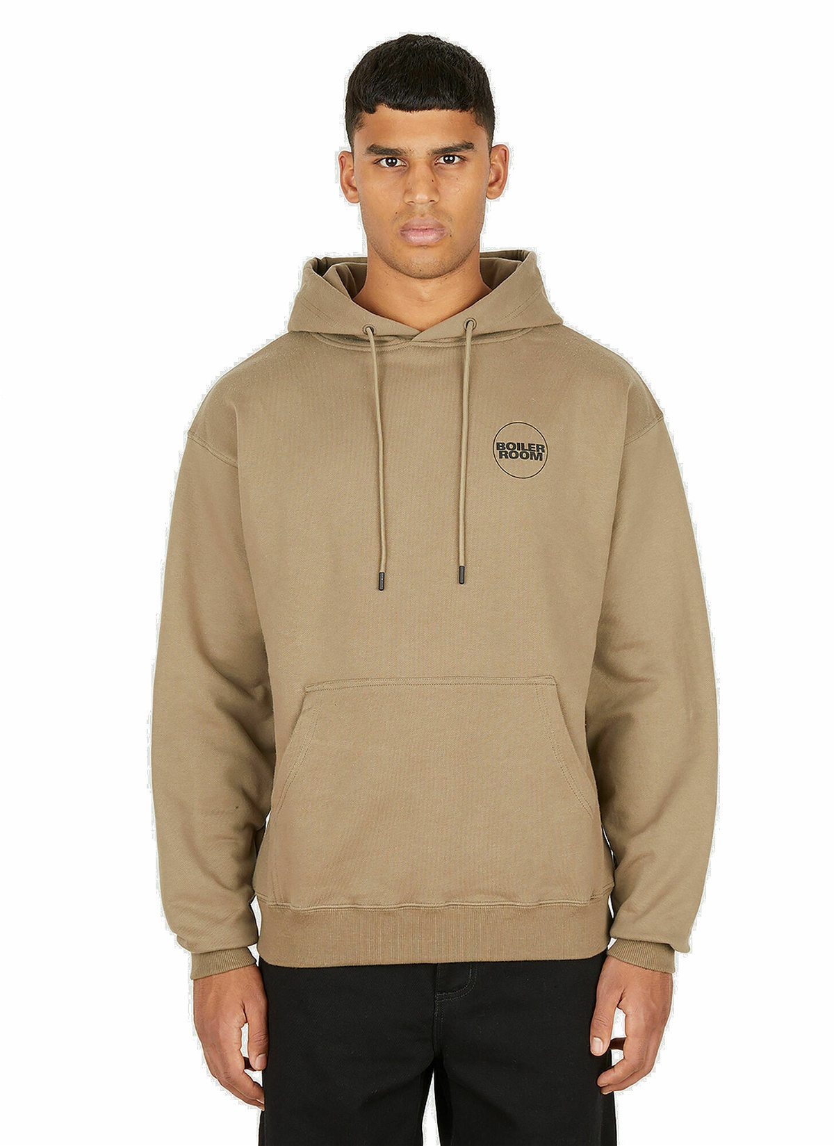 Photo: Logo Print Hooded Sweatshirt in Brown