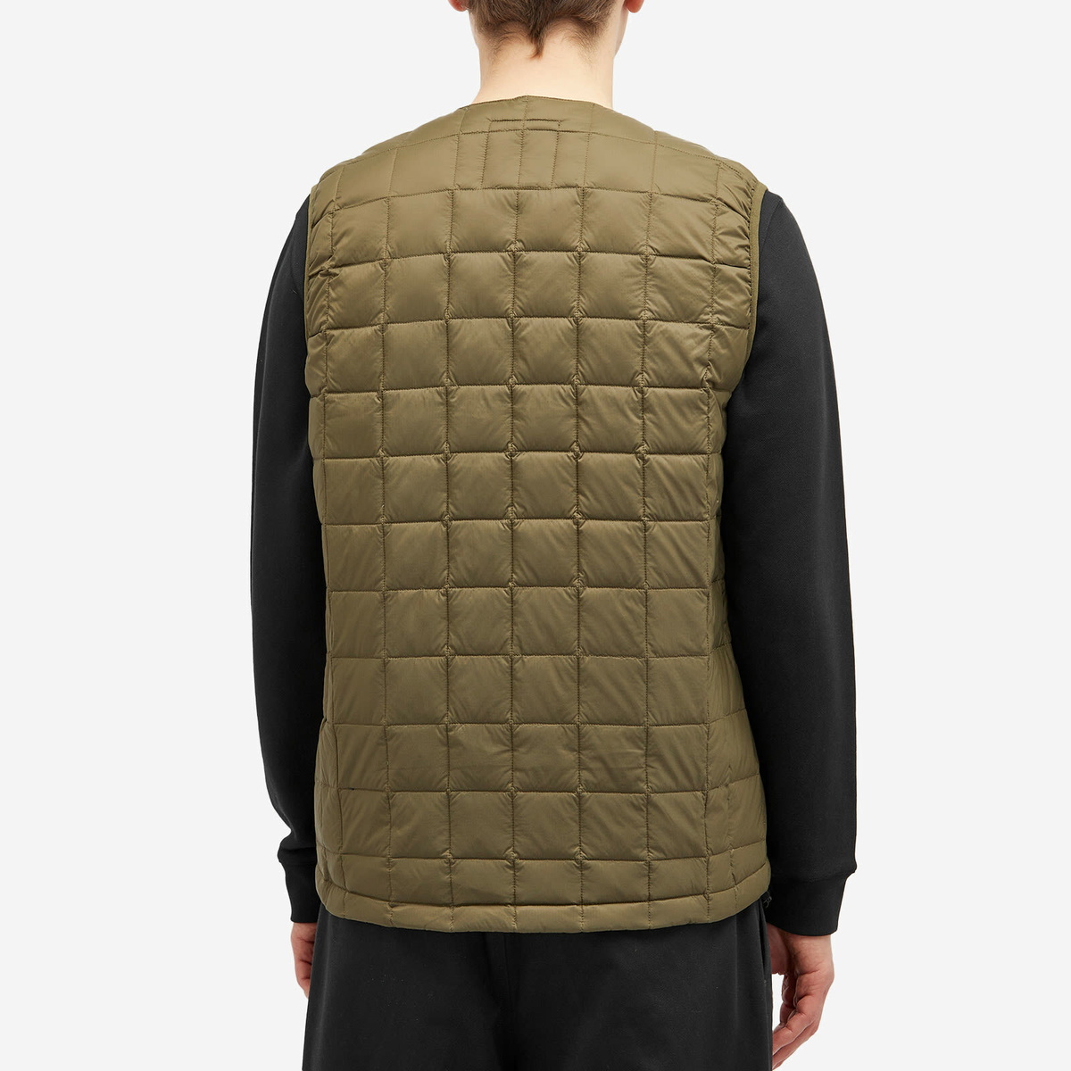 Taion Men's Mountain Crew Neck Light Down Vest in Dark Olive