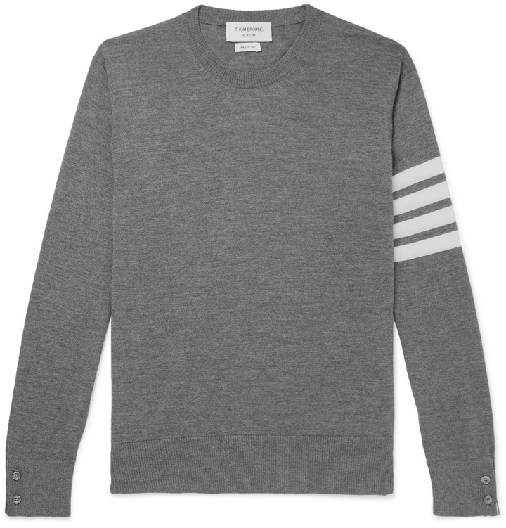 Photo: Thom Browne - Striped Merino Wool Sweater - Gray