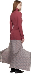 ISSEY MIYAKE Black & Brown Generic Stripes Machine Pleats Midi Skirt