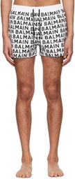 Balmain White Polyester Swim Shorts