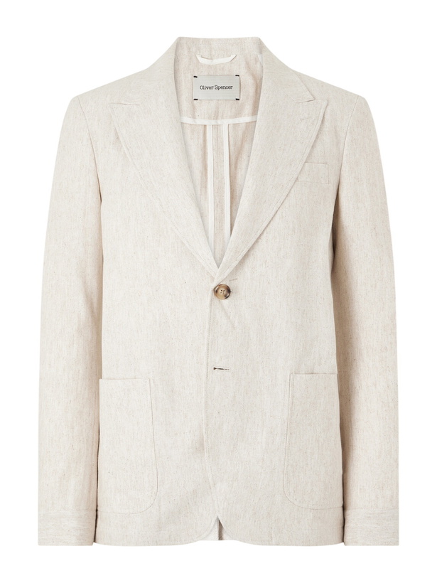 Photo: Oliver Spencer - Tillman Herringbone Cotton and Linen-Blend Suit Jacket - Neutrals