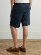 Rubinacci - Manny Straight-Leg Pleated Cotton Shorts - Blue