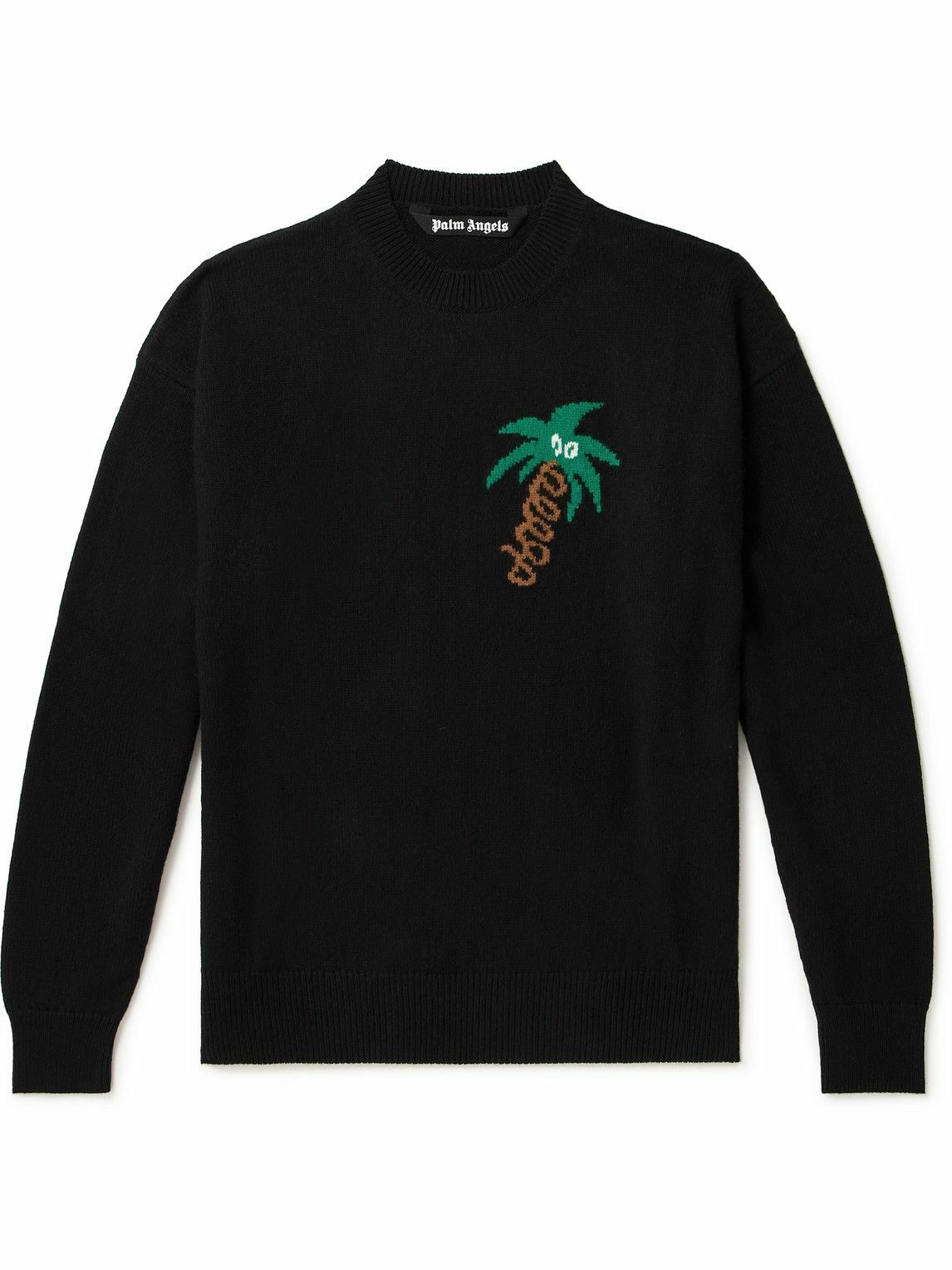 Palm Angels - Sketchy Palm Tree Intarsia-Knit Sweater - Black Palm