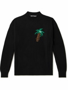 Palm Angels - Sketchy Palm Tree Intarsia-Knit Sweater - Black