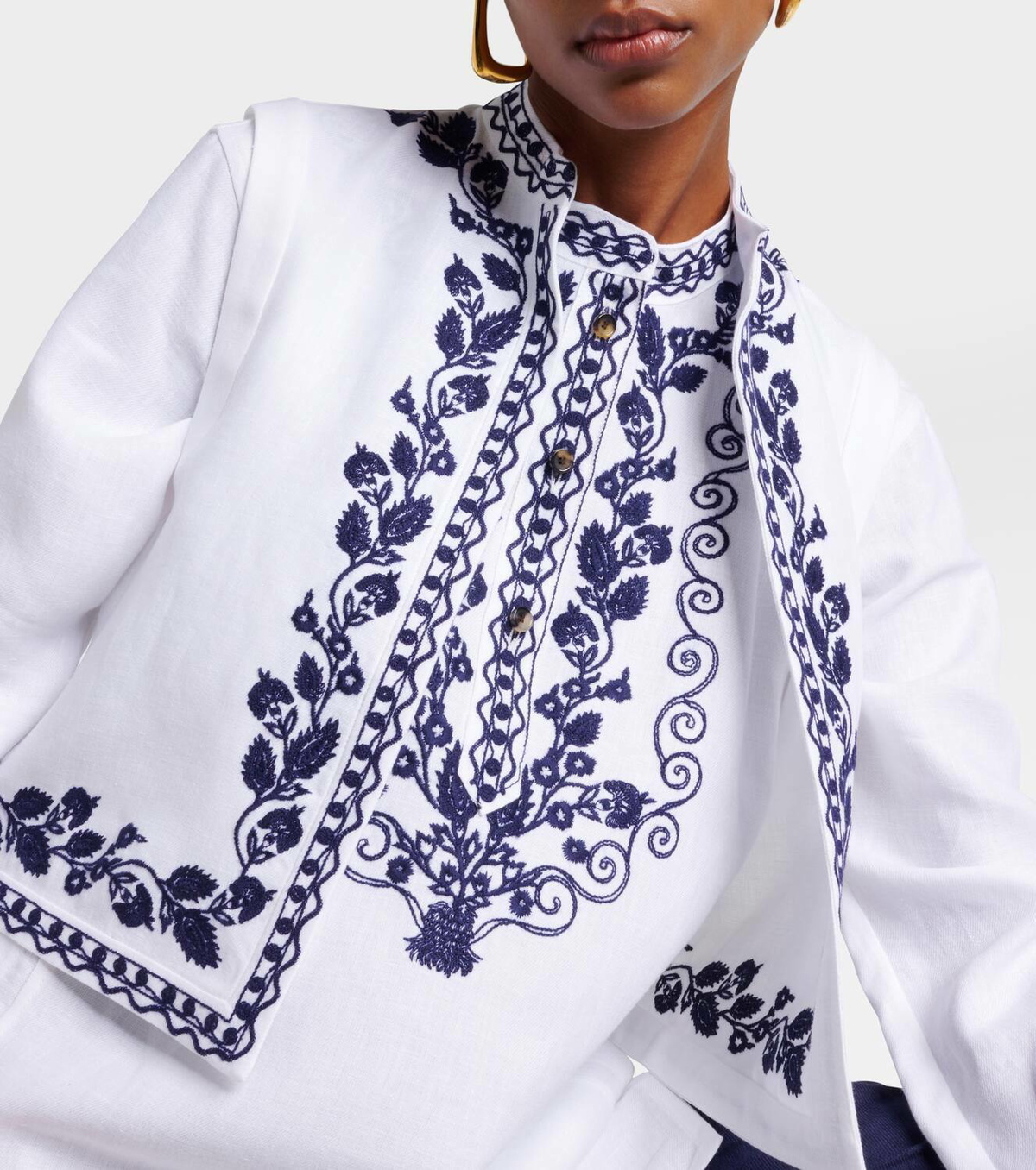 Loro Piana Dabney embroidered linen vest