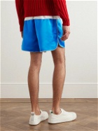 Wales Bonner - Straight-Leg Logo-Embroidered Satin Shorts - Blue