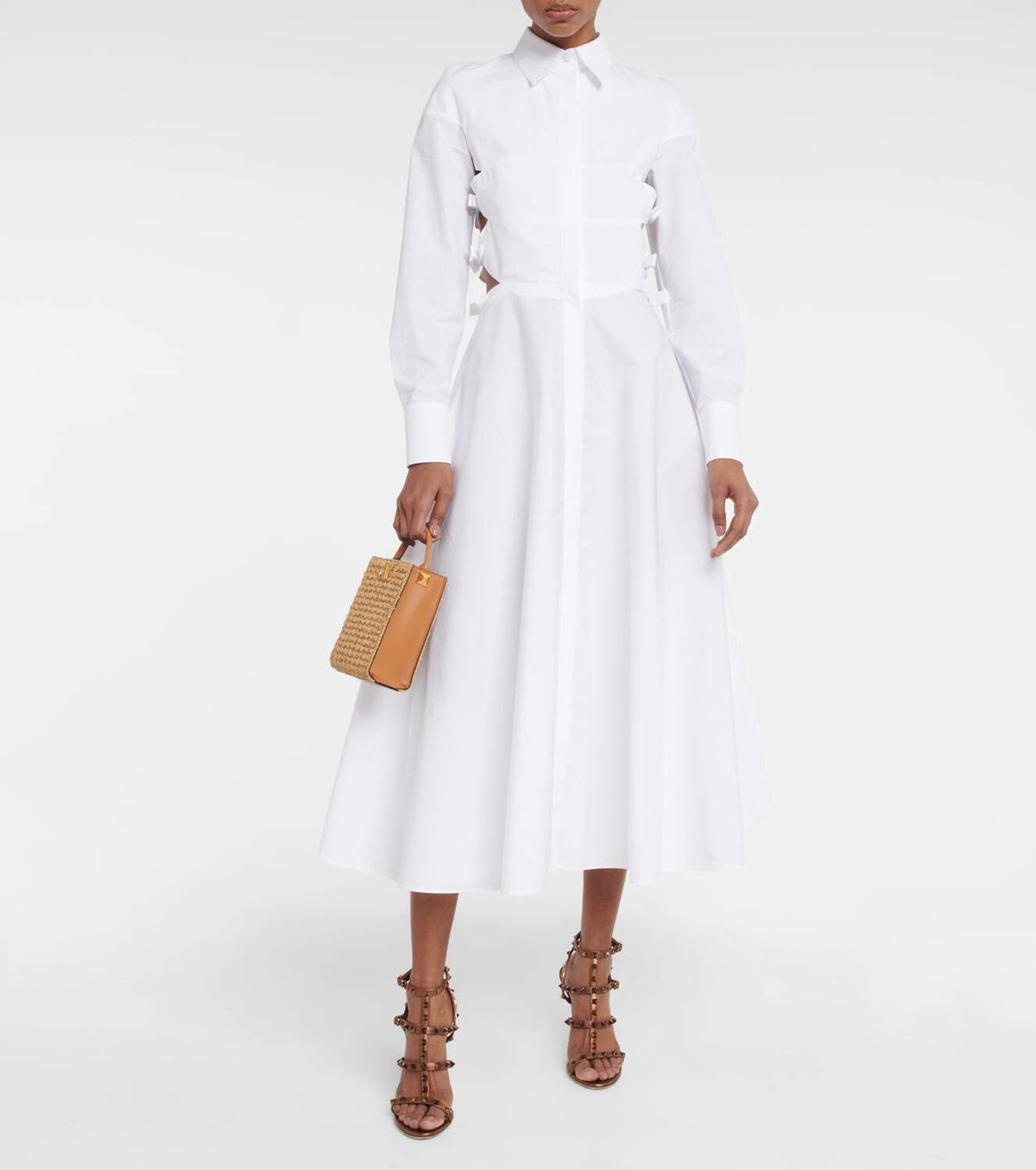 Valentino Bow-embellished cotton shirt dress Valentino