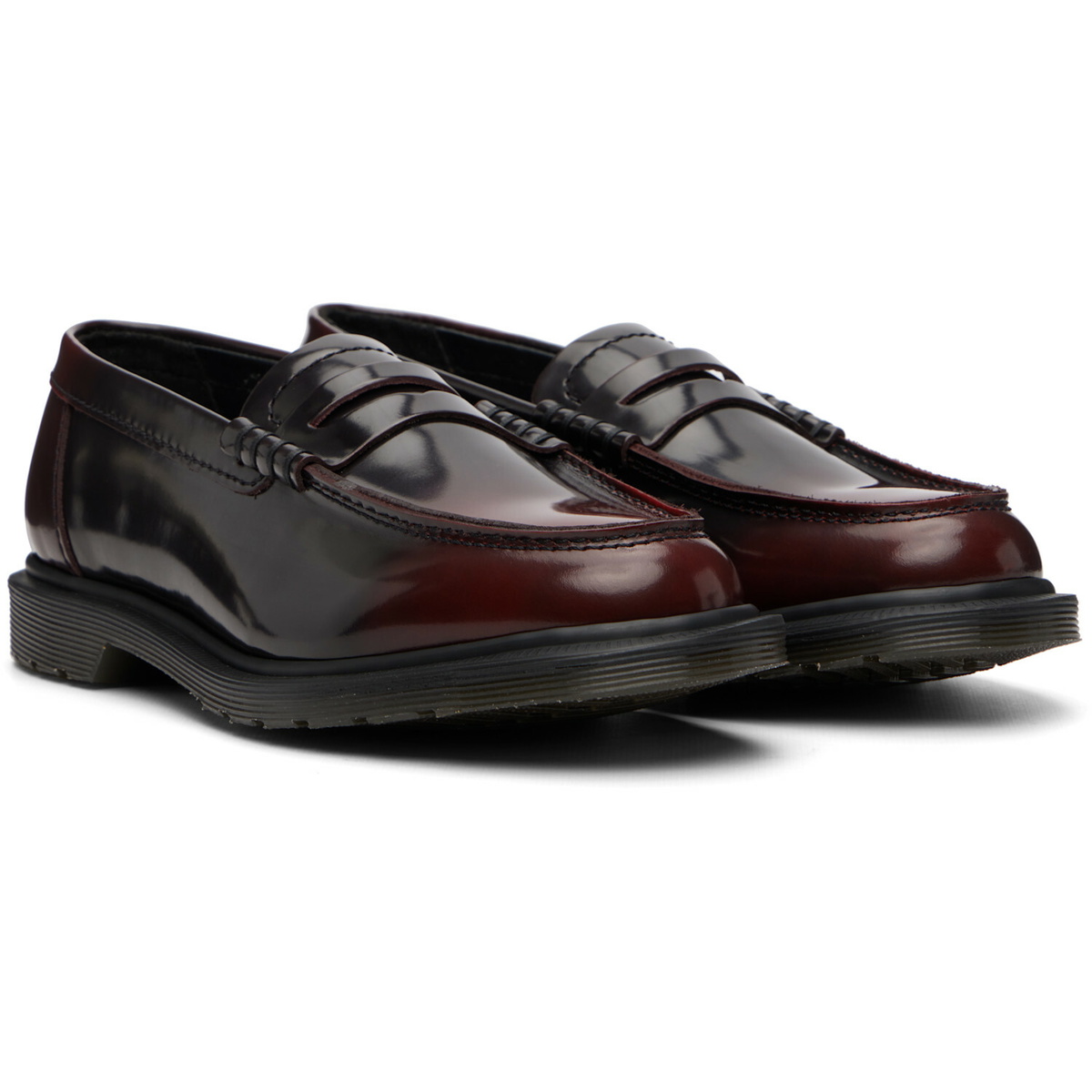 Dr. Martens Burgundy Mayfare Rub Off Leather Penny Loafers