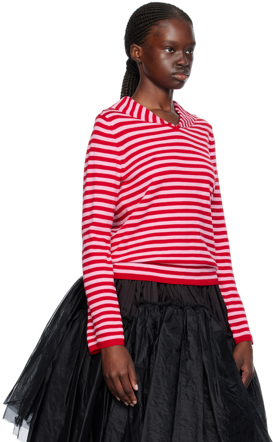 Comme des Garçons Girl Red & Pink Striped Sweater