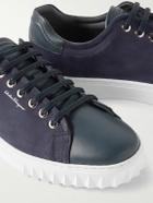 Salvatore Ferragamo - Cube Leather and Suede Sneakers - Blue