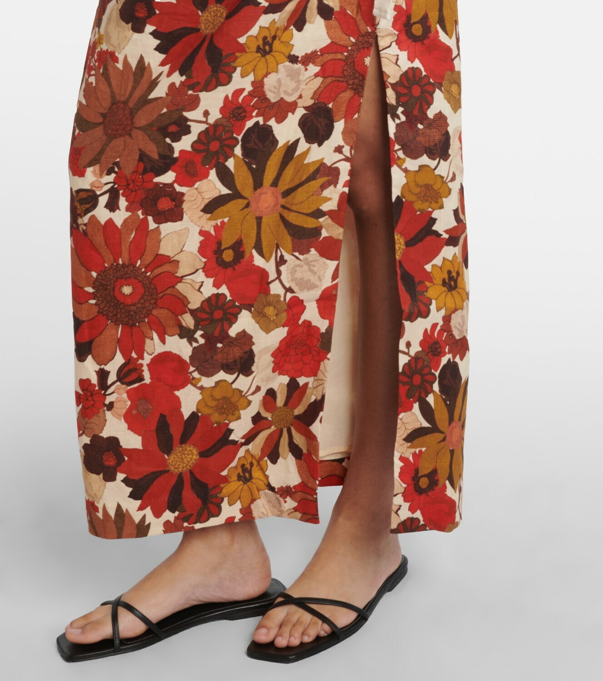 SIR Castella floral gathered linen maxi dress
