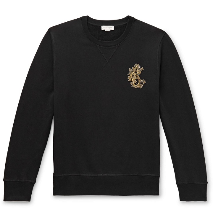 Photo: Alexander McQueen - Logo-Embellished Loopback Cotton-Jersey Sweatshirt - Black