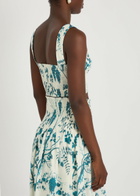 Erdem Floral-print Cotton and Linen-blend Crop top Blue