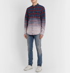 Balmain - Slim-Fit Grandad-Collar Dégradé Checked Cotton-Flannel Shirt - Multi