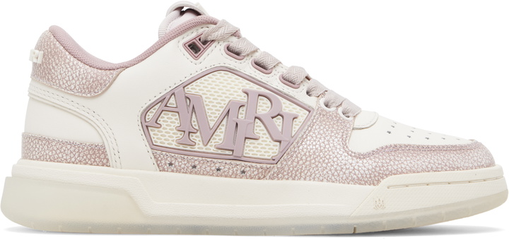 Photo: AMIRI Pink & Off-White Pebbled Classic Low Sneakers