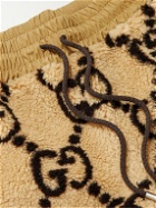 GUCCI - Striped Logo-Jacquard Wool-Blend Fleece Sweatpants - Brown