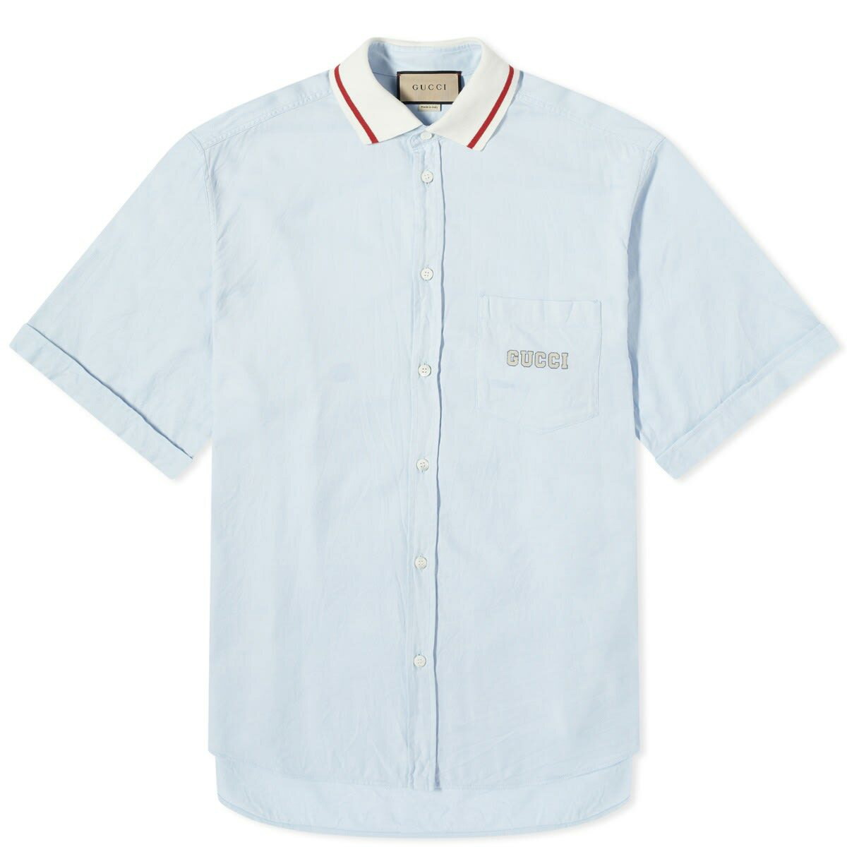 Gucci Men's Pique Collar Logo Short Sleeve Shirt in Sky Blue Gucci