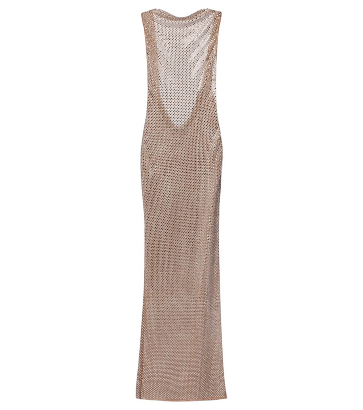 Photo: Self-Portrait Rhinestone draped open-back maxi dress
