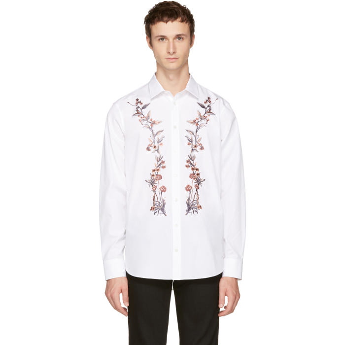Photo: Alexander McQueen White Floral Embroidered Shirt 