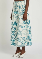Erdem Floral-print Cotton and Linen-blend Midi Skirt Blue