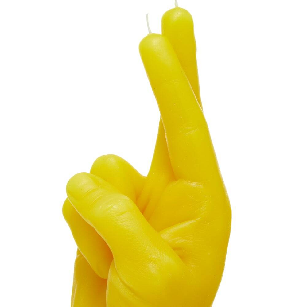 Candlehand Crossed Fingers Candle in Yellow Candlehand