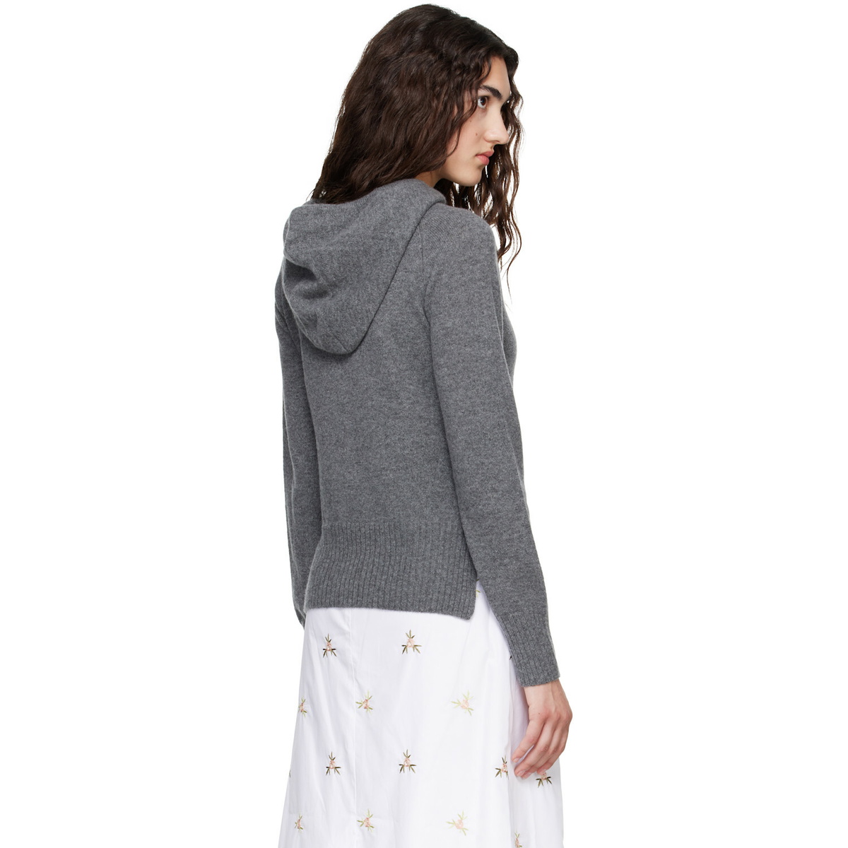 Simone Rocha Gray Embellished Relaxed Cashmere Hoodie
