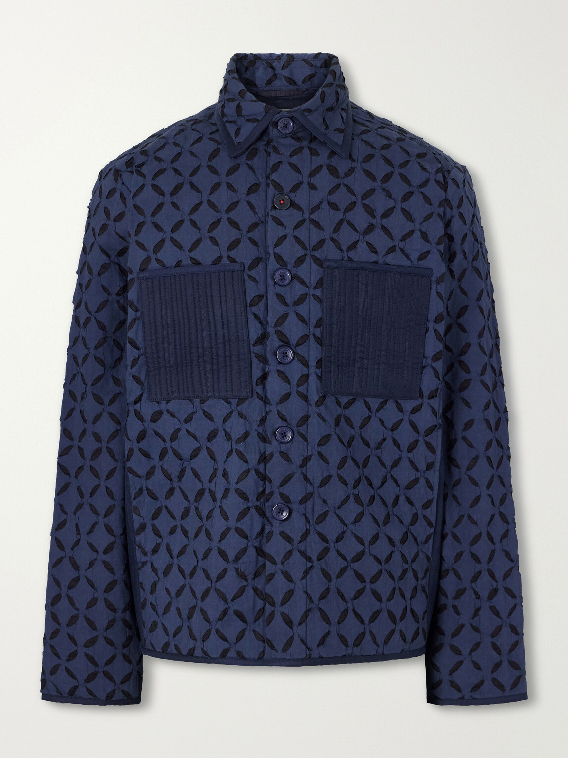 Kardo - Wynton Cut-Out Padded Textured-Cotton Blouson Jacket - Blue