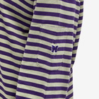 Needles Women's Long Sleeve Stripe Jersey Crew T-Shirt in Purple