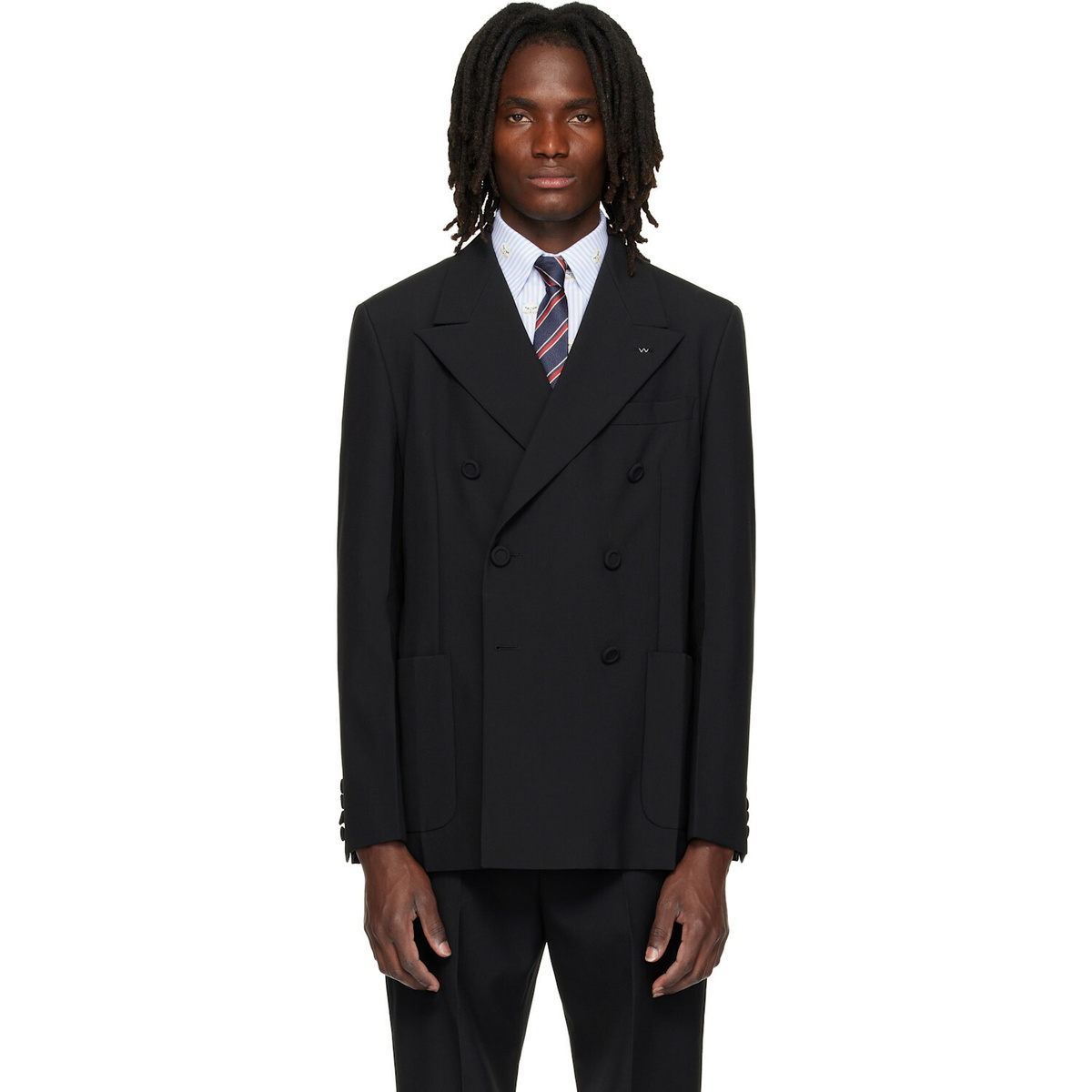 Valentino Black Double-Breasted Wool Blazer
