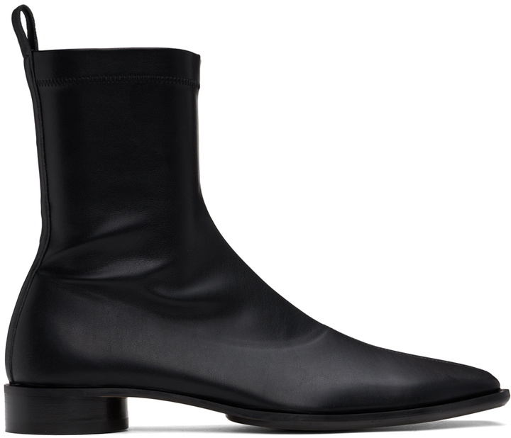 Photo: MM6 Maison Margiela Black Zip Leather Boots