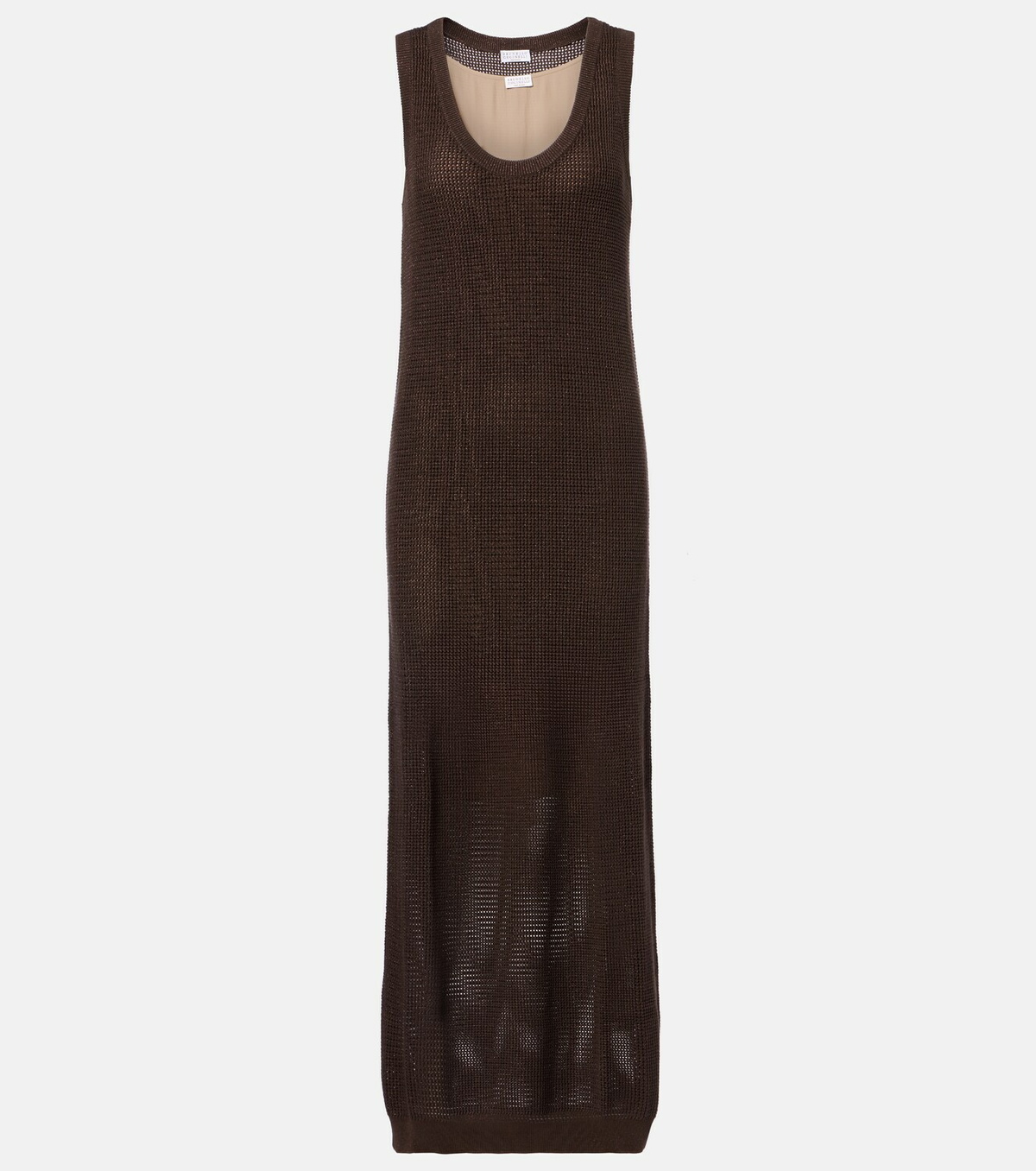 Brunello Cucinelli Open-knit cotton-blend maxi dress