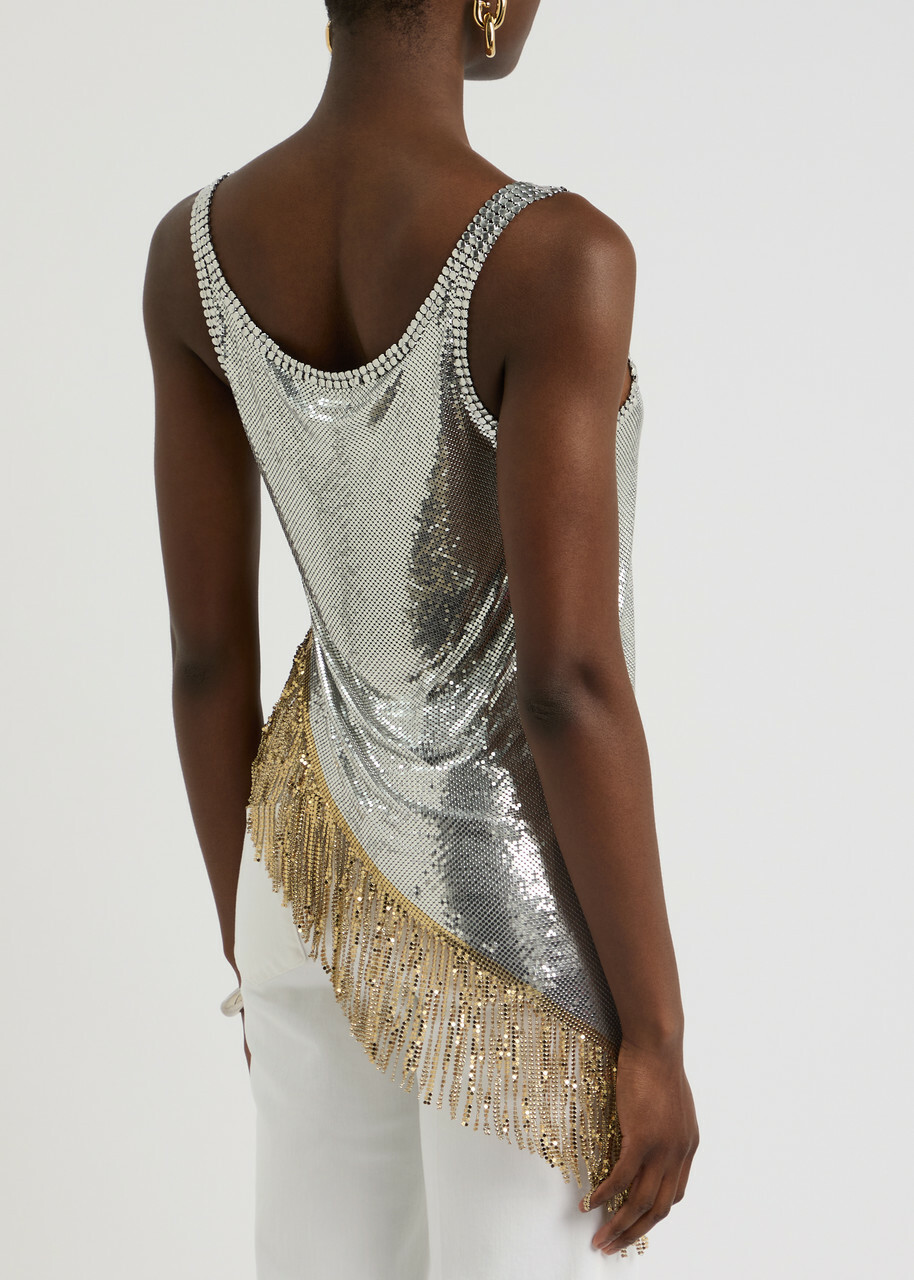 Rabanne Asymmetric Fringed Chainmail top Silver Paco Rabanne