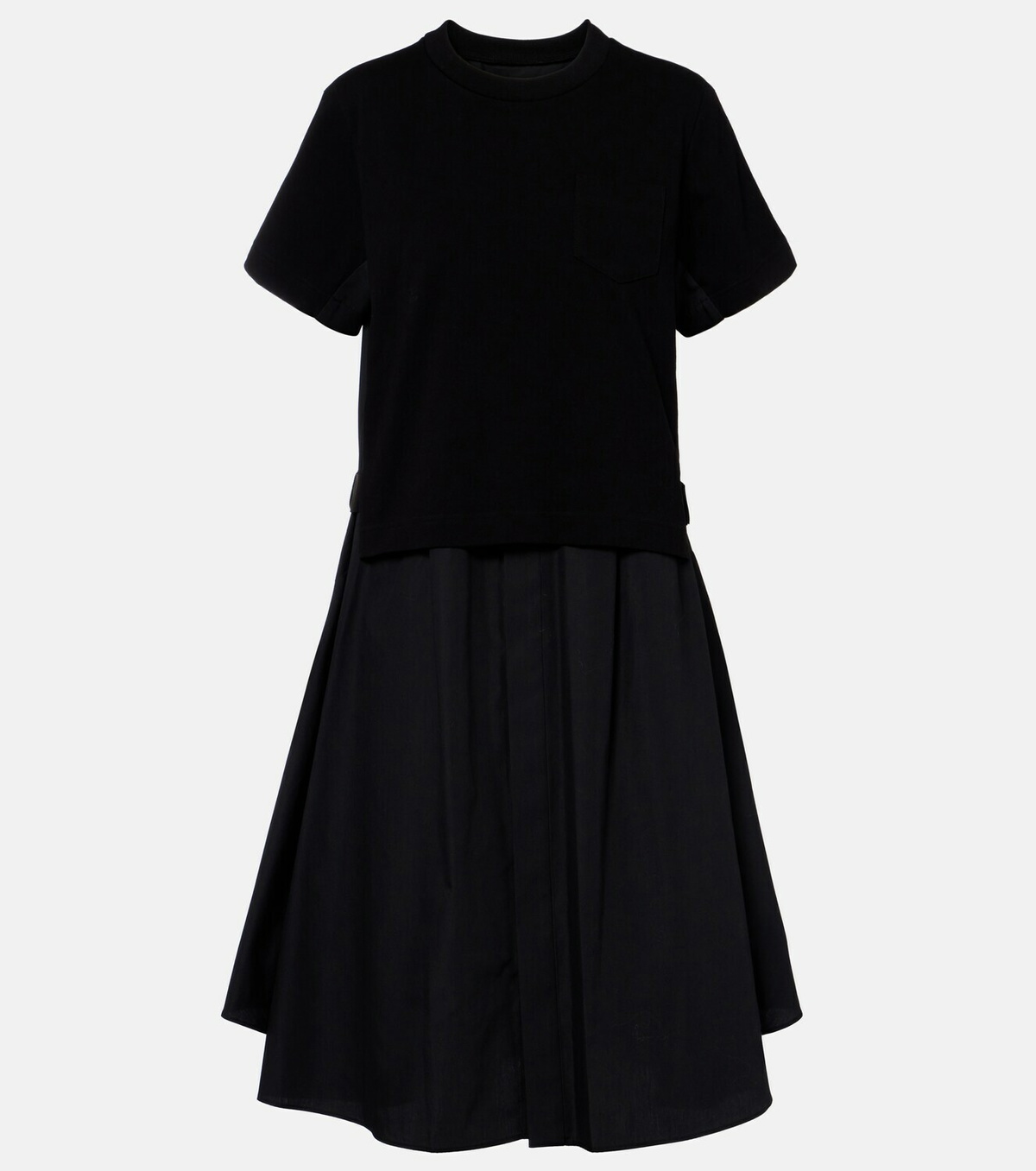 Sacai Cotton poplin and jersey maxi dress