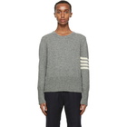 Thom Browne Grey Wool Jersey Knit 4-Bar Sweater