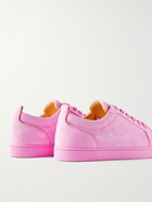 Christian Louboutin - Louis Junior Orlato Grosgrain-Trimmed Suede Sneakers - Pink