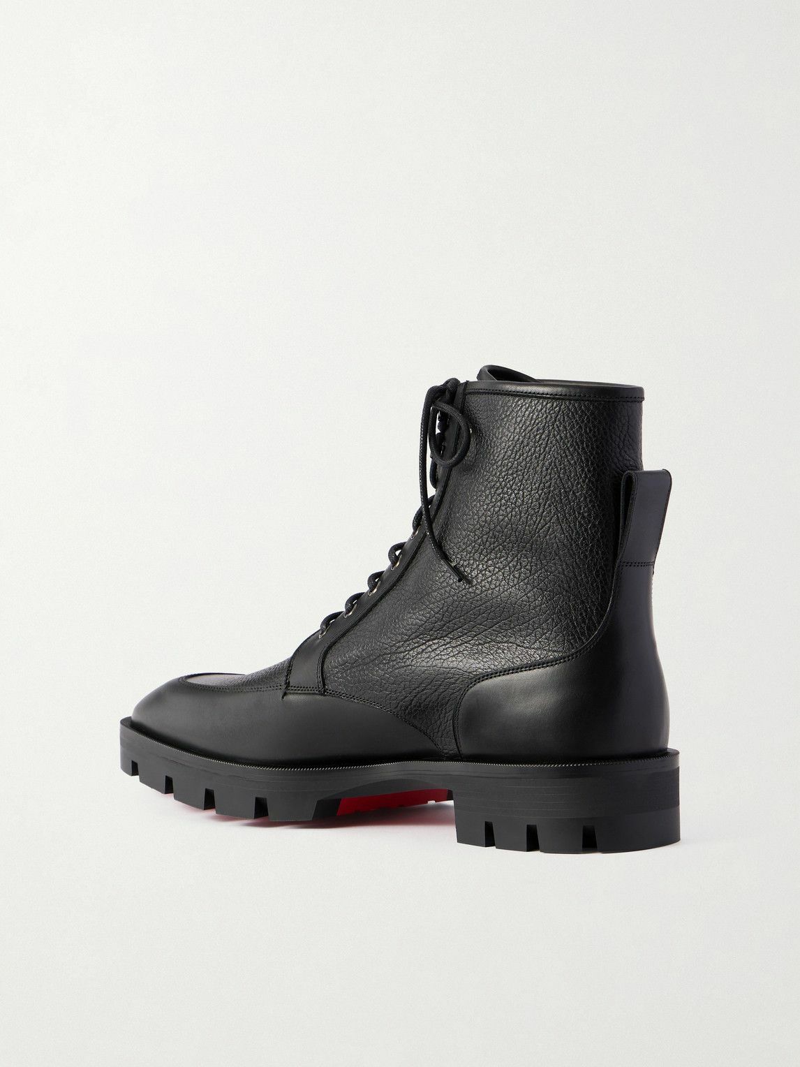 Christian Louboutin - Caracolo Lion Smooth and Full-Grain Leather Lace-Up Boots - Black