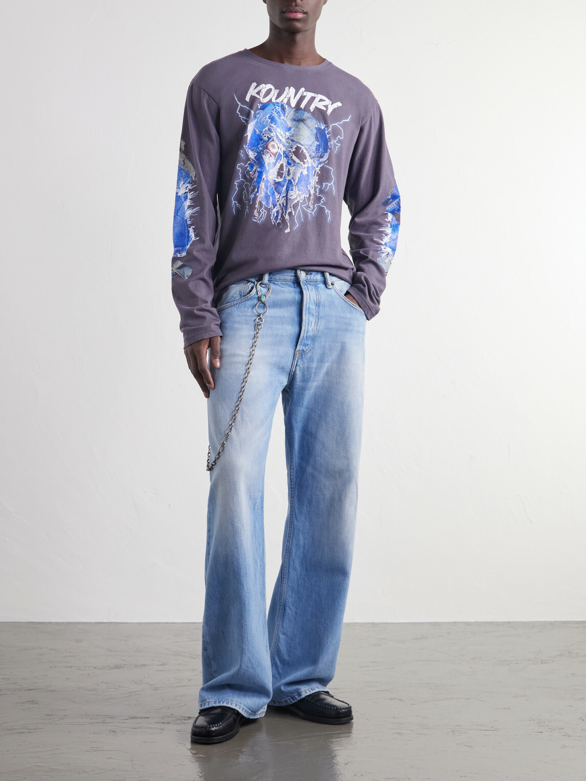 KAPITAL - Printed Cotton-Jersey T-Shirt - Purple
