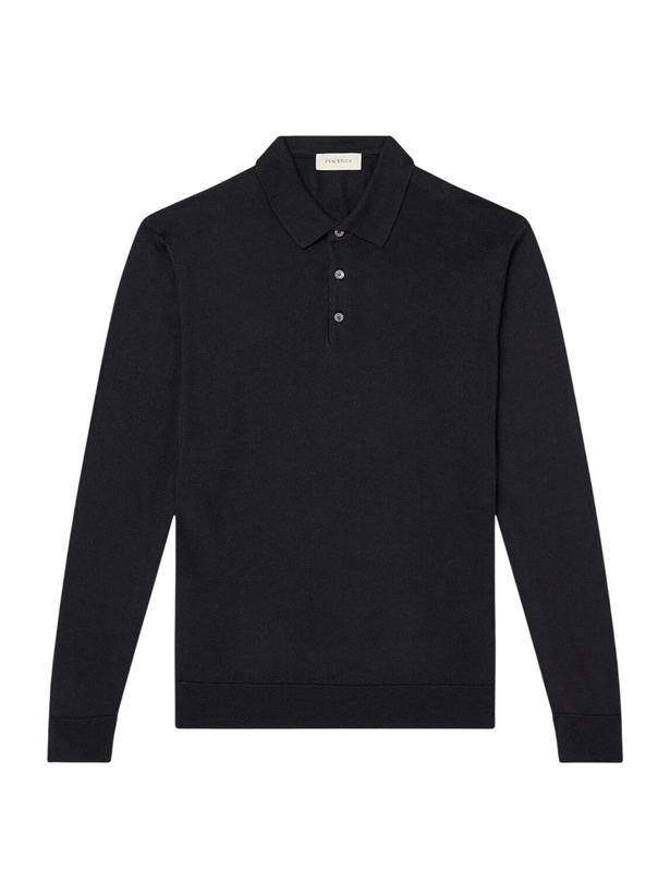 Photo: PIACENZA 1733 - Wool and Silk-Blend Polo Sweater - Black