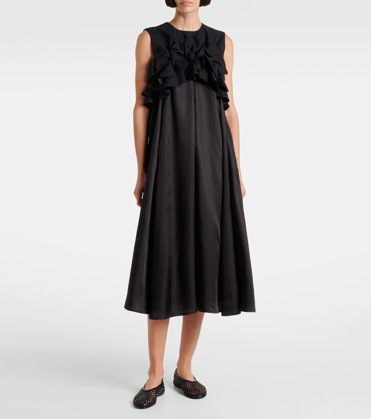 Noir Kei Ninomiya Ruffled wool midi dress