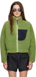 District Vision Green Cropped Wool Pile Fleece Jacket